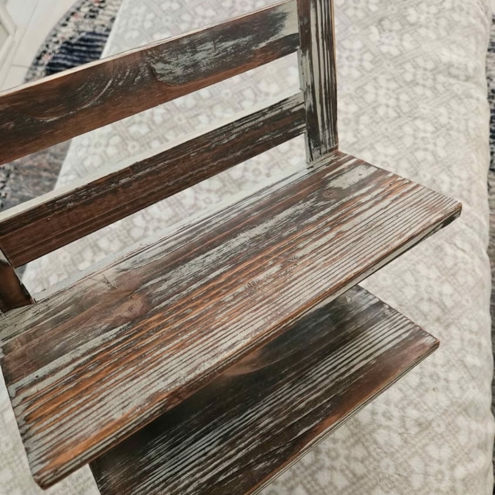 Rustic Brown and White Wall Shelf with Hooks - Unbranded - Picture 3 of 5
